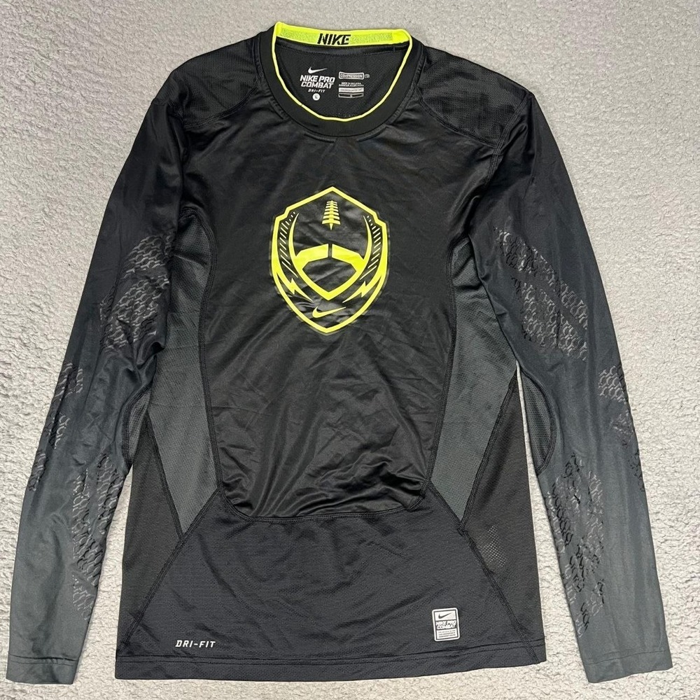 Nike Pro Combat Super Charged Shirt Men's Size L Black Compression Long Sleeve